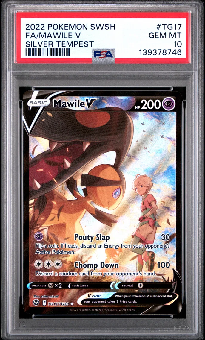 2022 #TG17 Full Art/Mawile V PSA 10 Sword & Shield Silver Tempest