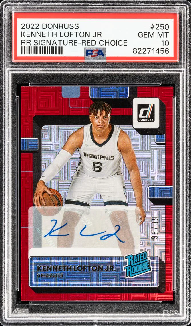 2022 #250 KENNETH LOFTON JR PSA 10 PANINI DONRUSS | RATED ROOKIE SIGNATURE-RED CHOICE [#96/99]
