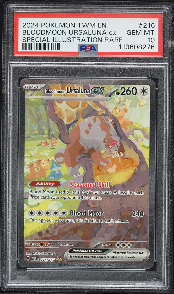 2024 #216 Bloodmoon Ursaluna EX PSA 10 Twm EN-Twilight Masquerade Pokemon