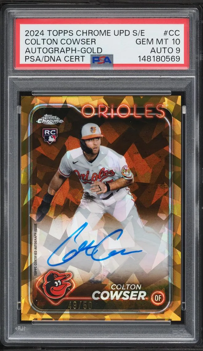 2024 #USA-CC Colton Cowser PSA 10 Topps Chrome Sapphire Update Gold ROOKIE AUTO DNA 9 /50