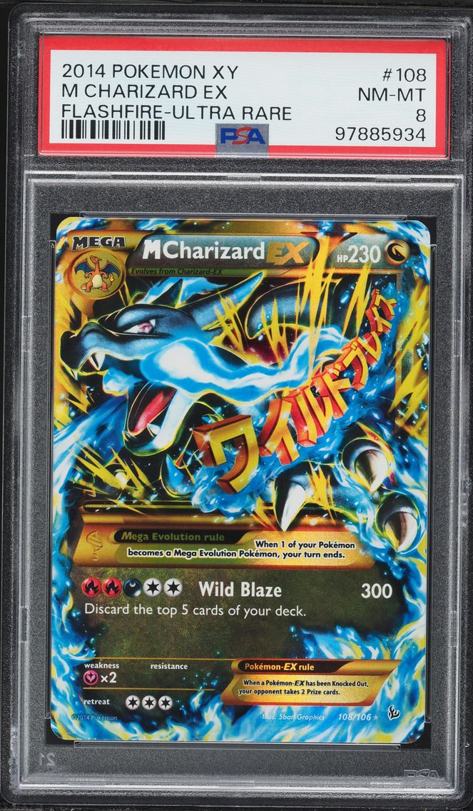 2014 #108 M Charizard EX PSA 8 XY Flashfire Pokemon