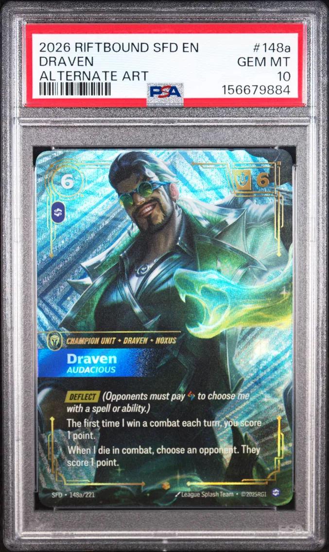 2026 #148a Draven - Audacious PSA 10 Riftbound: League of Legends Sfd-Spiritforged