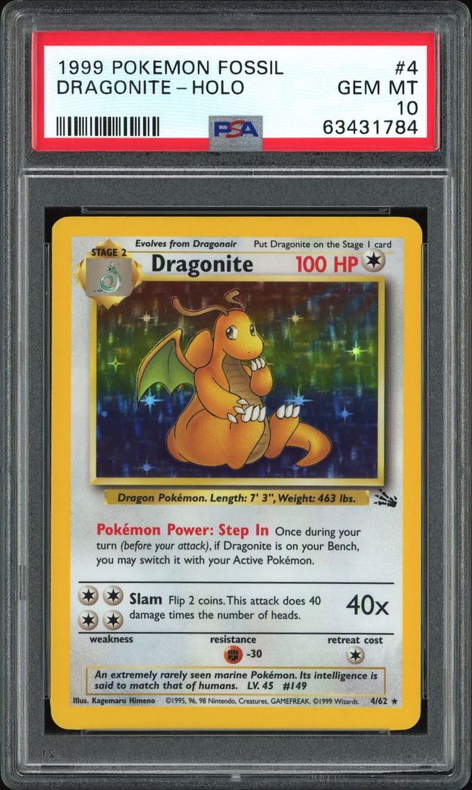 1999 #4 Dragonite-Holo PSA 10 Fo