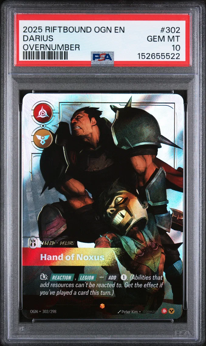2025 #302 Darius - Hand of Noxus PSA 10 Riftbound: League of Legends Ogn-Origins