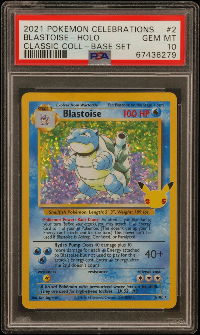 2021 #2 Blastoise-Holo PSA 10 Celebrations Classic Collection