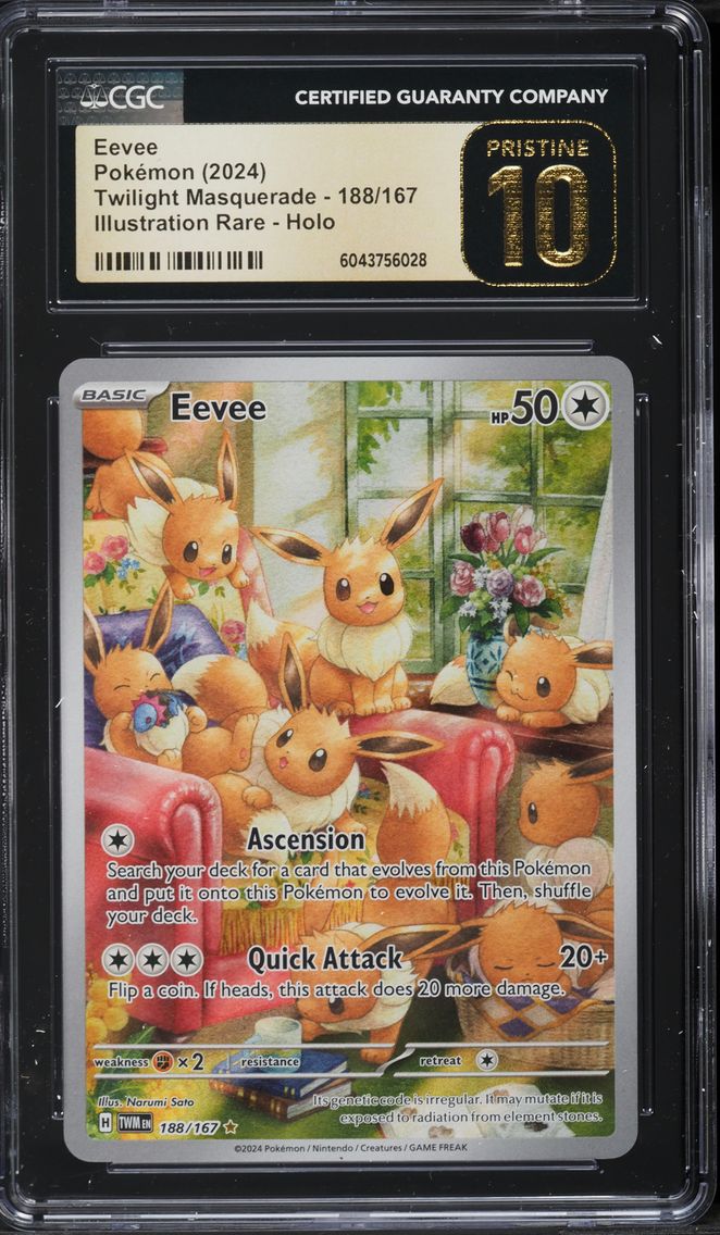 2024 #188 Eevee CGC 10 Pristine Twm EN-Twilight Masquerade Pokemon