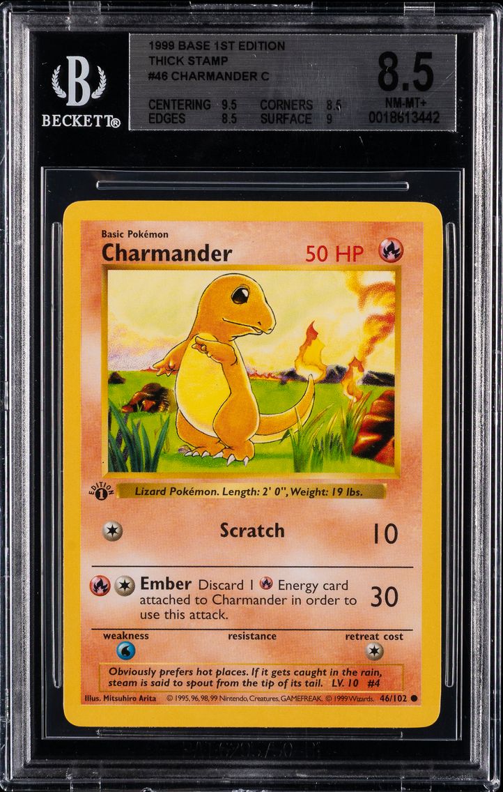 1999 #46 Charmander 1st Edition BGS 8.5 Game Pokemon
