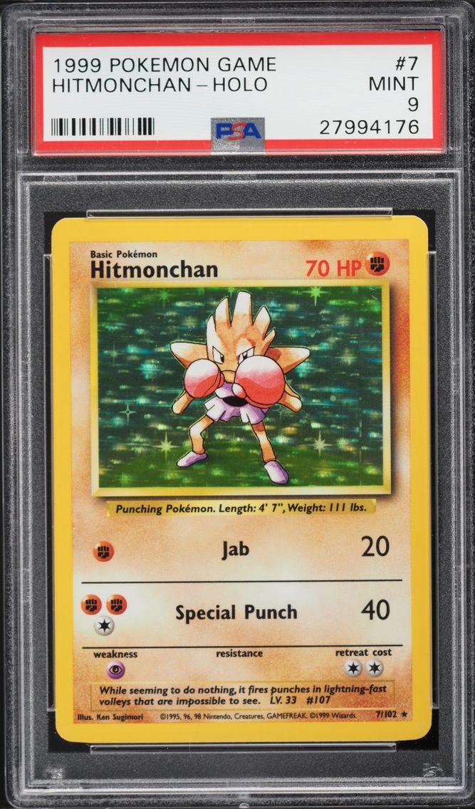 1999 #7 Base Set Holo Hitmonchan MINT PSA 9 Pokemon