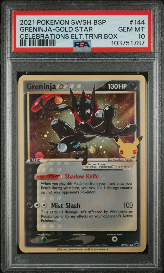 2021 #144 Greninja-Gold Star PSA 10 Swsh Black Star Promo