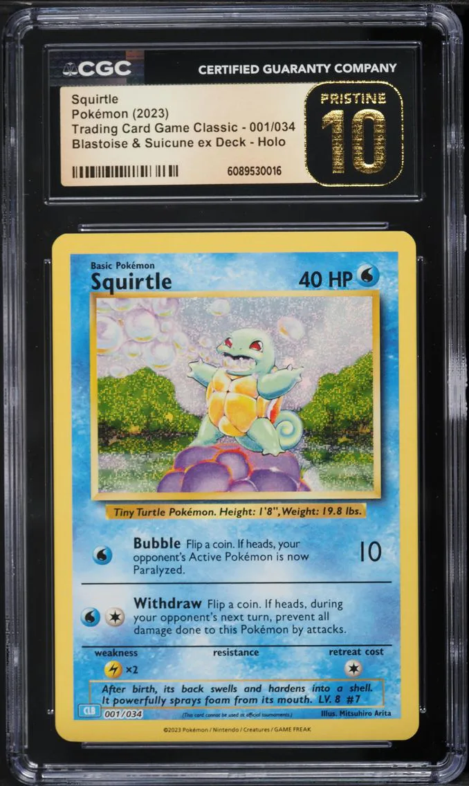 2023 #001 Squirtle CGC 10 Pristine Clb-Trading Card Game Classic Blastoise & Suicune EX Deck Pokemon