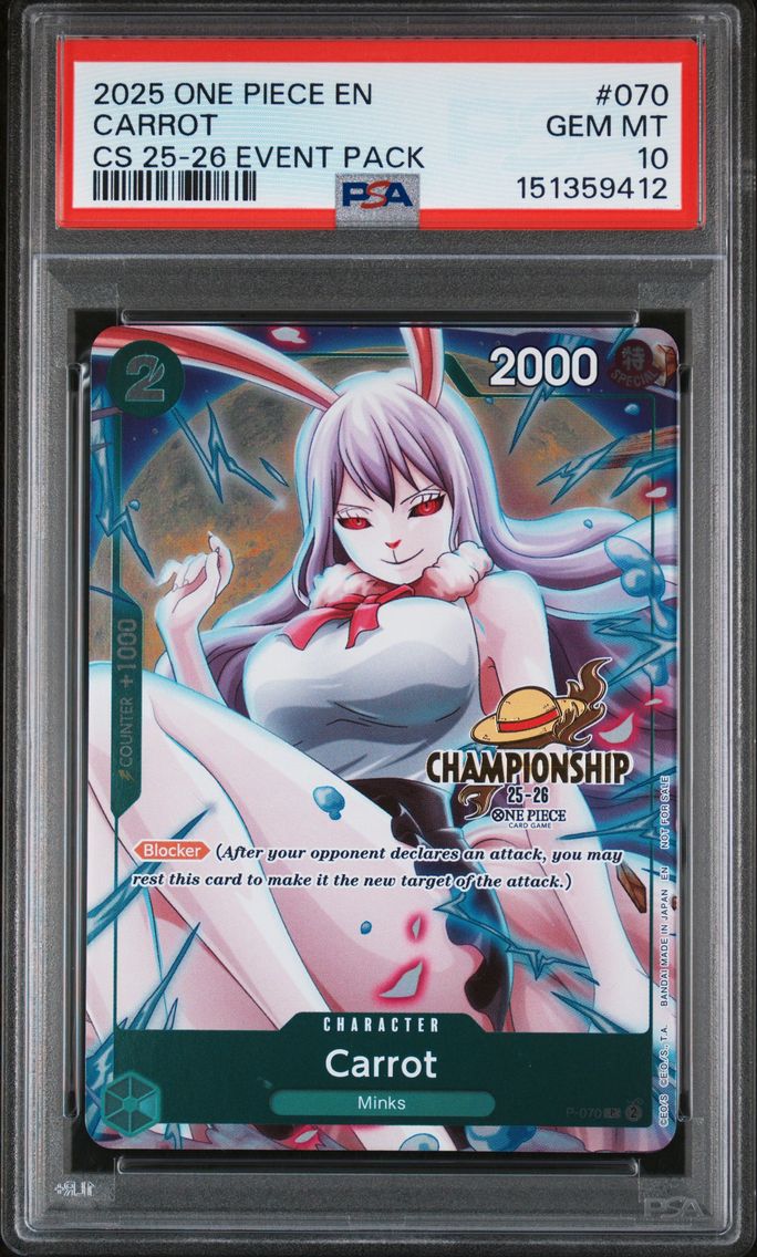 2025 #070 Carrot PSA 10 One Piece Championship 2025-26 Event Pack