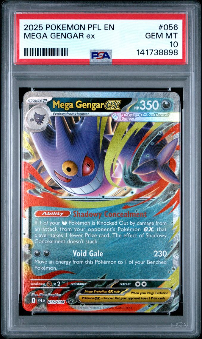 2025 #56 Mega Gengar EX PSA 10 Base Pokemon Pfl EN-Phantasmal Flames Pokemon