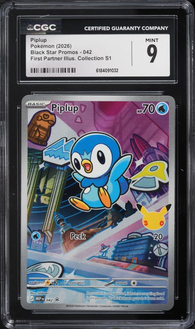2026 #42 Piplup CGC 9 Pokemon Mega Evolution Promo First Partner Illustration Full Art