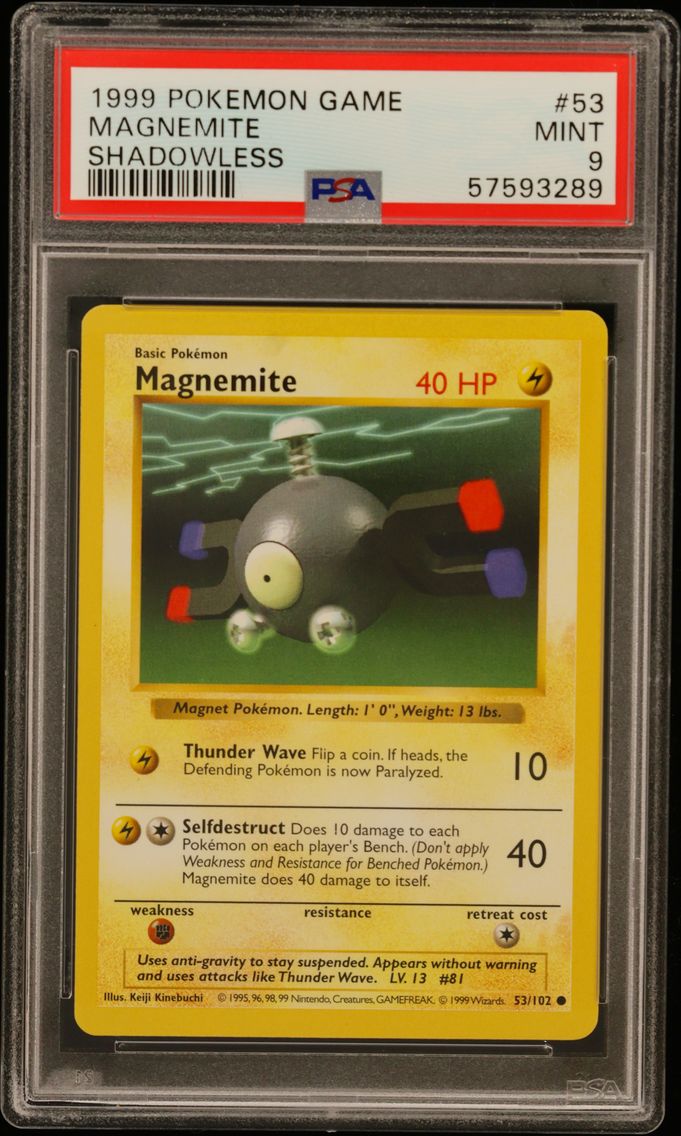 1999 #53 Magnemite Shadowless PSA 9 Game