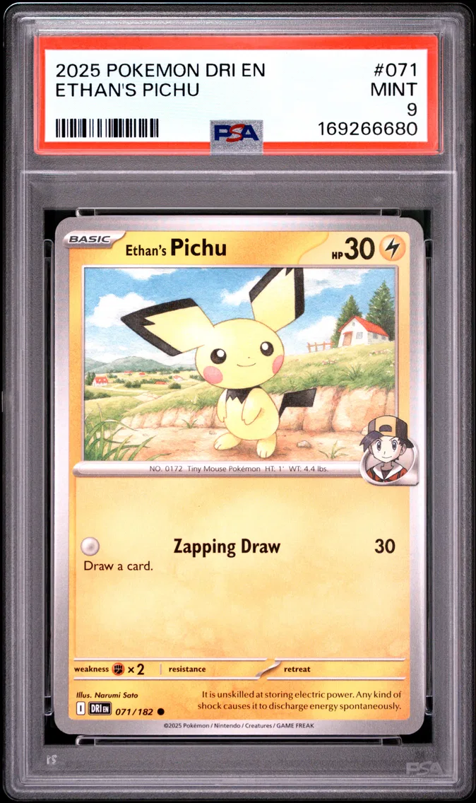 2025 #071 Ethan's Pichu PSA 9 Dri EN-Destined Rivals