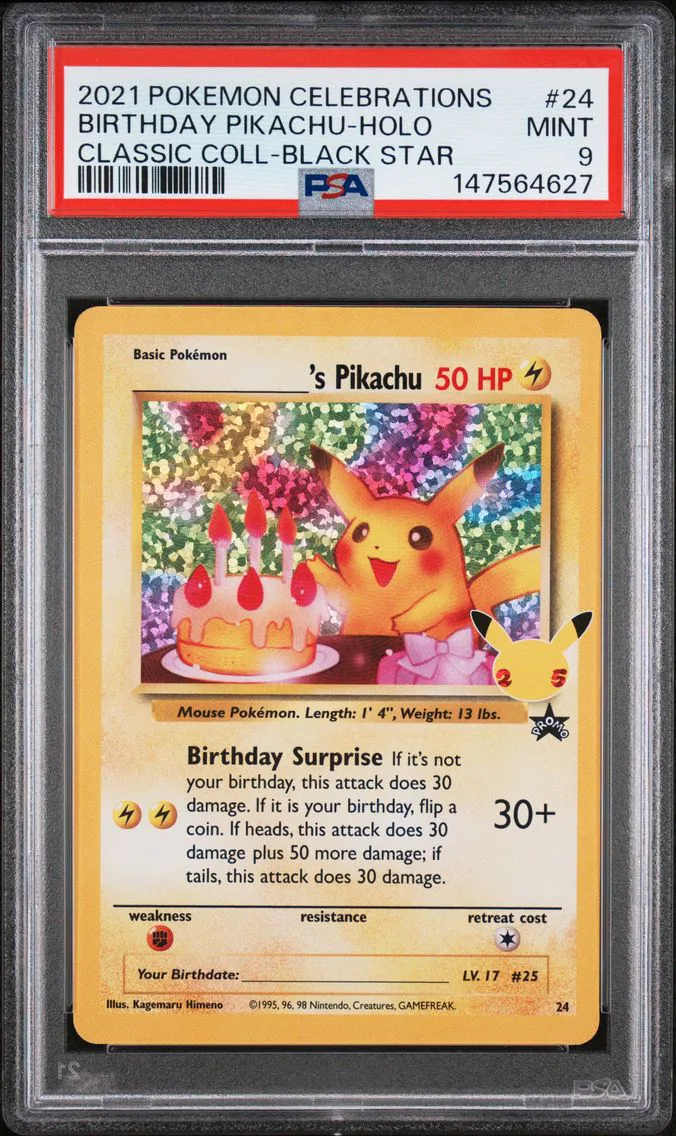 2021 #24 Birthday Pikachu-Holo PSA 9 Celebrations Classic Collection Pokemon