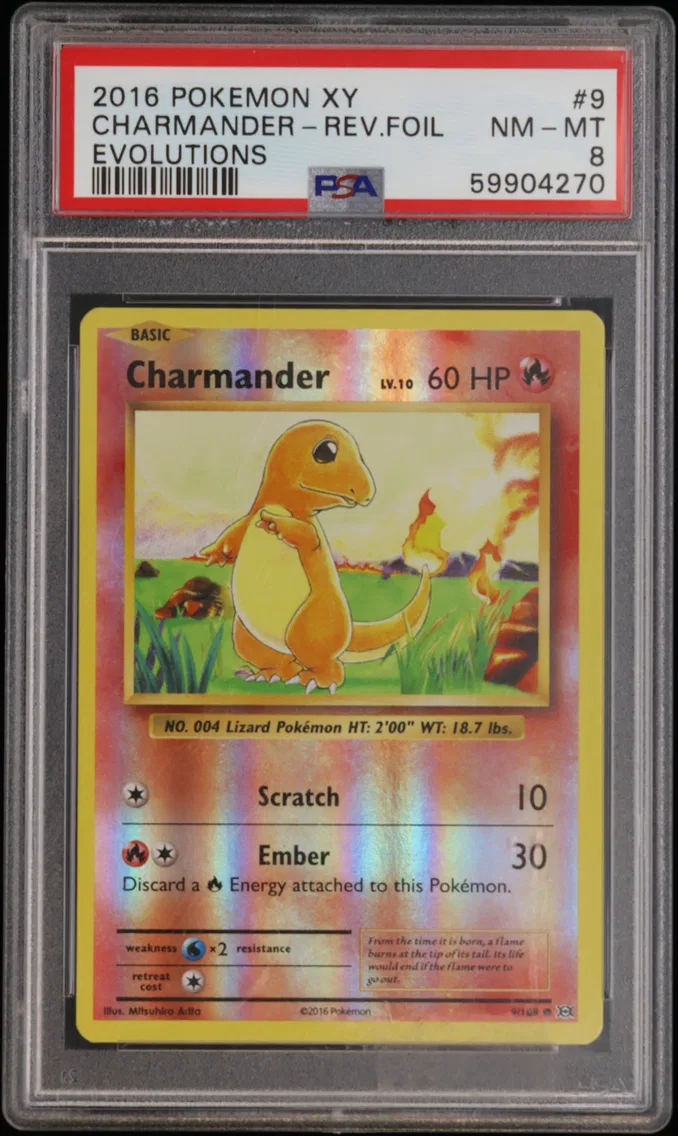 2016 #9 Charmander-Reverse Foil PSA 8 XY Evolutions