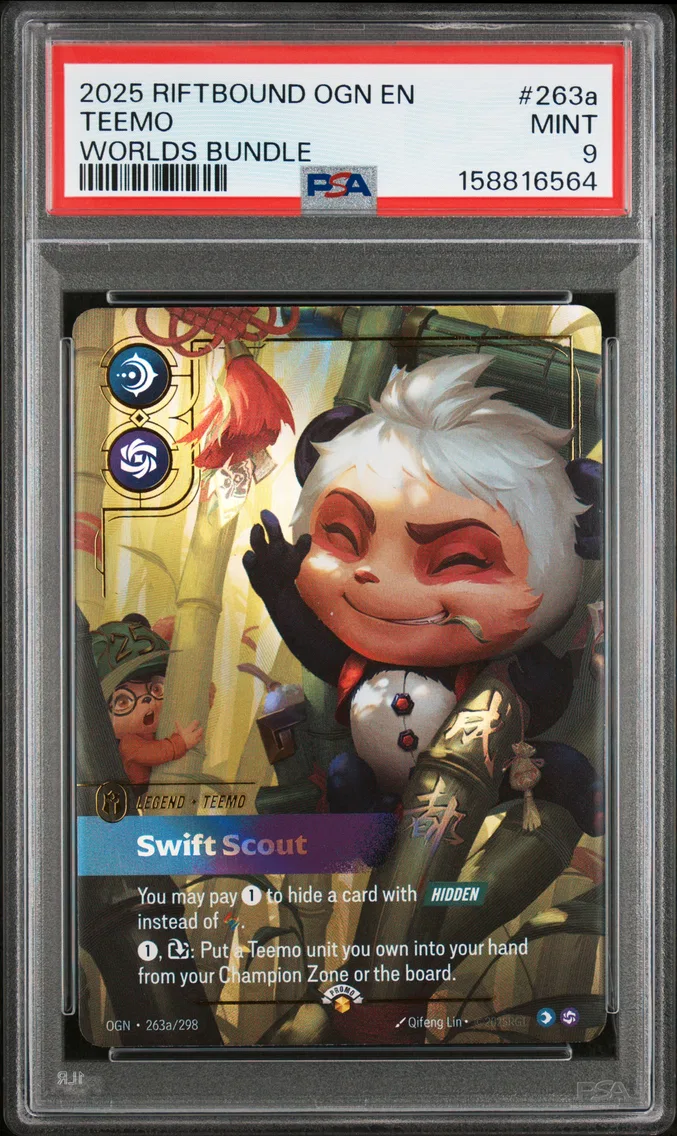 2025 #263a Teemo - Swift Scout PSA 9 Riftbound: League of Legends Ogn-Origins
