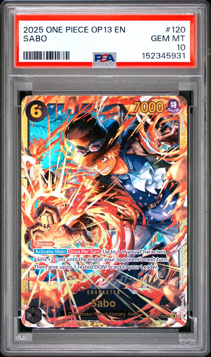 2025 #120 Sabo PSA 10 One Piece OP13-Carrying on His Will