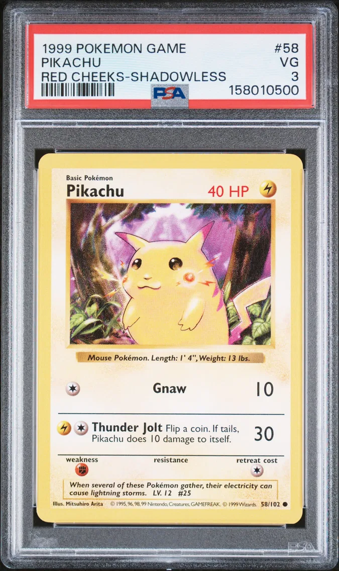 1999 #58 PIKACHU PSA 3 Game
