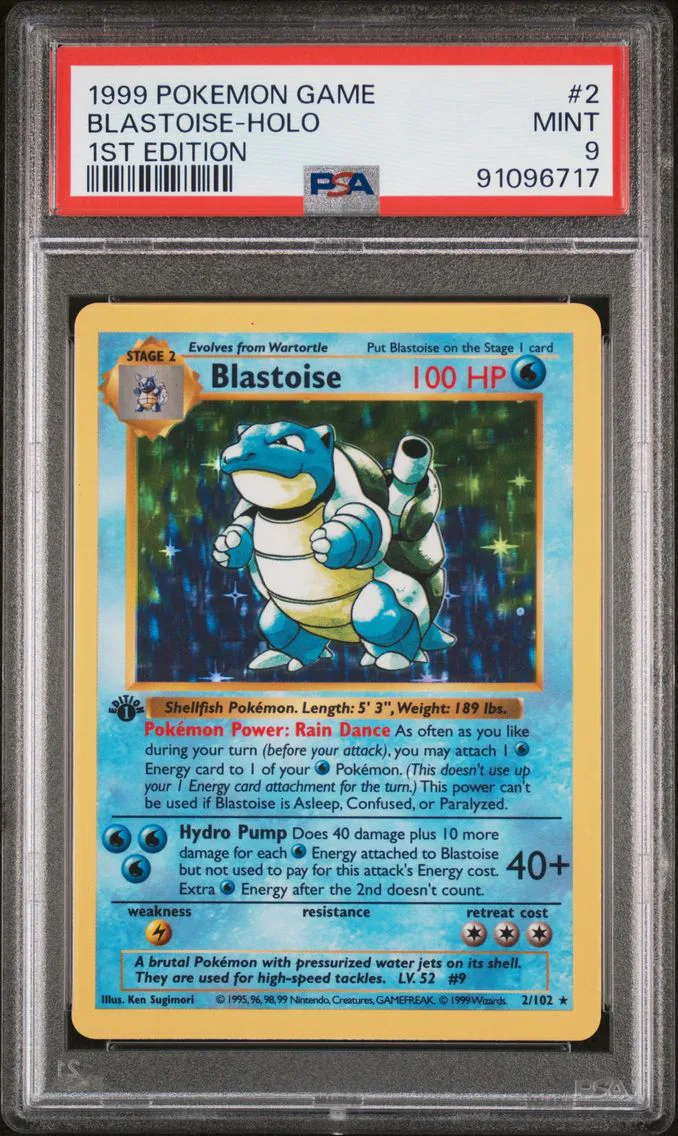 1999 #2 Blastoise-Holo 1st Edition PSA 9 Game Pokemon