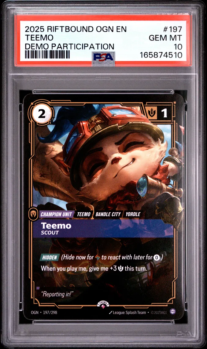 2025 #197 Teemo - Scout PSA 10 Riftbound: League of Legends Ogn-Origins