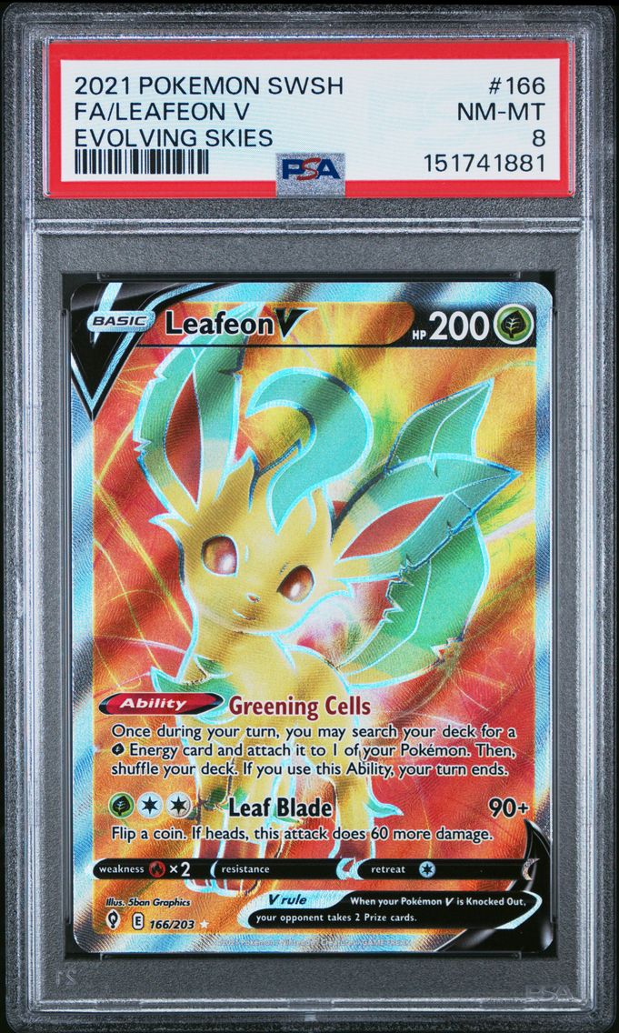 2021 #166 Full Art/Leafeon V PSA 8 Sword & Shield Evolving Skies