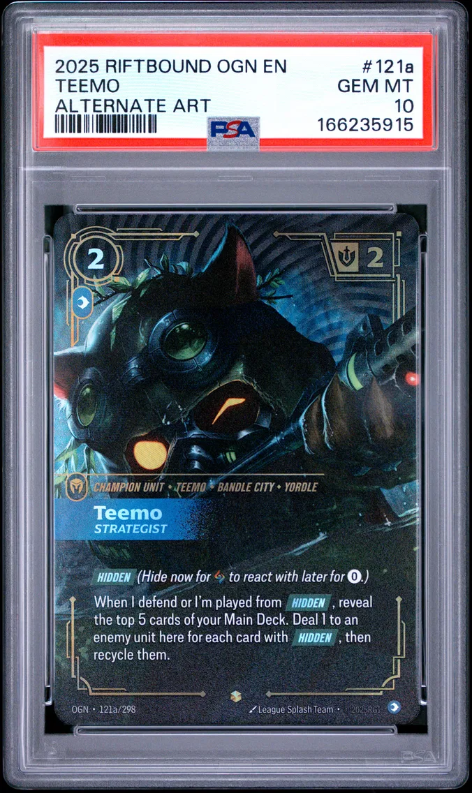 2025 #121a Teemo - Strategist PSA 10 Riftbound: League of Legends Ogn-Origins
