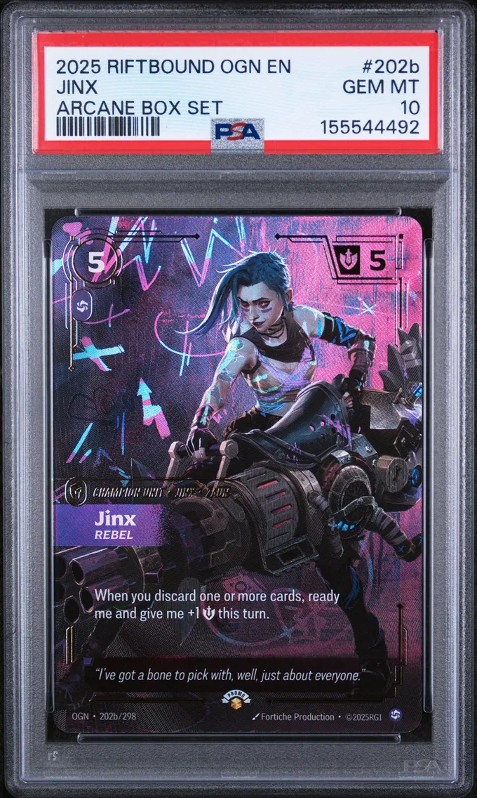 2025 #202b Jinx - Rebel PSA 10 Riftbound: League of Legends Ogn-Origins