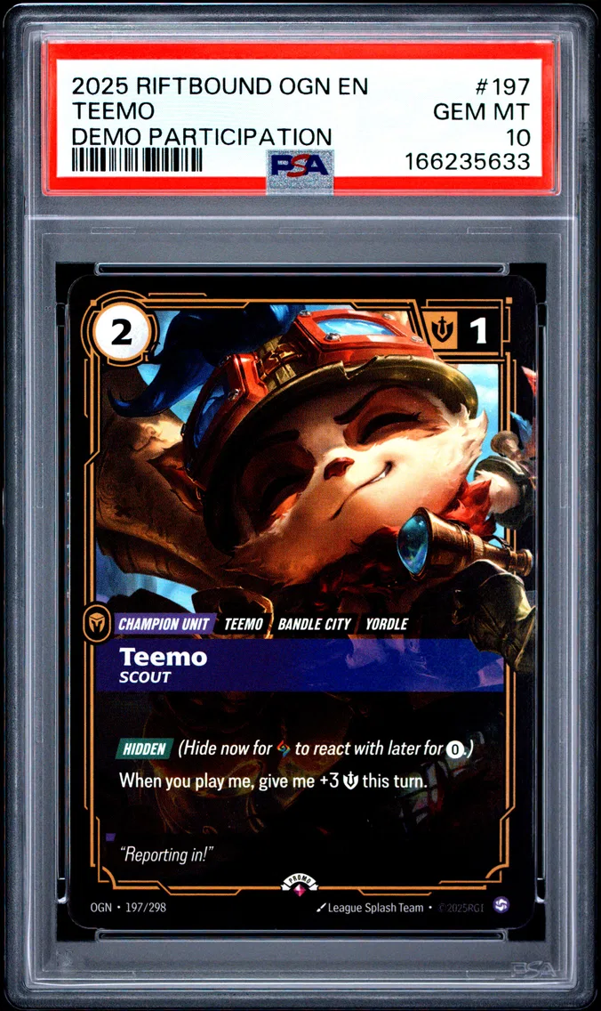 2025 #197 Teemo - Scout PSA 10 Riftbound: League of Legends Ogn-Origins