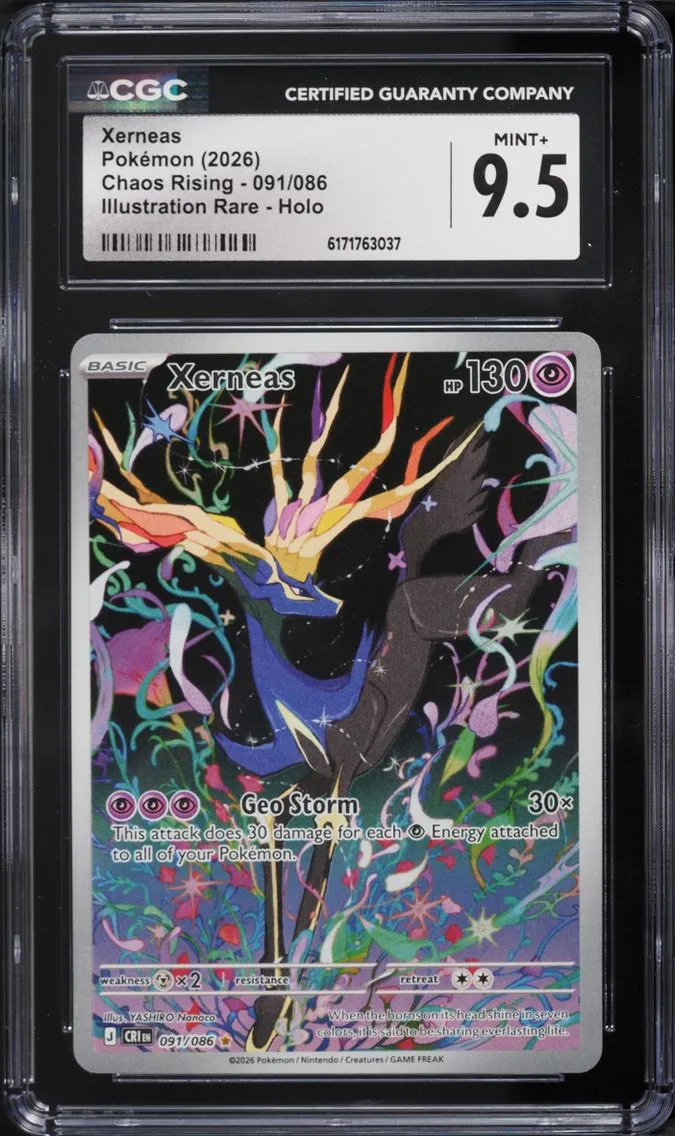 2026 Pokemon Mega Evolution Chaos Rising IR Xerneas #091 CGC 9.5 MINT+