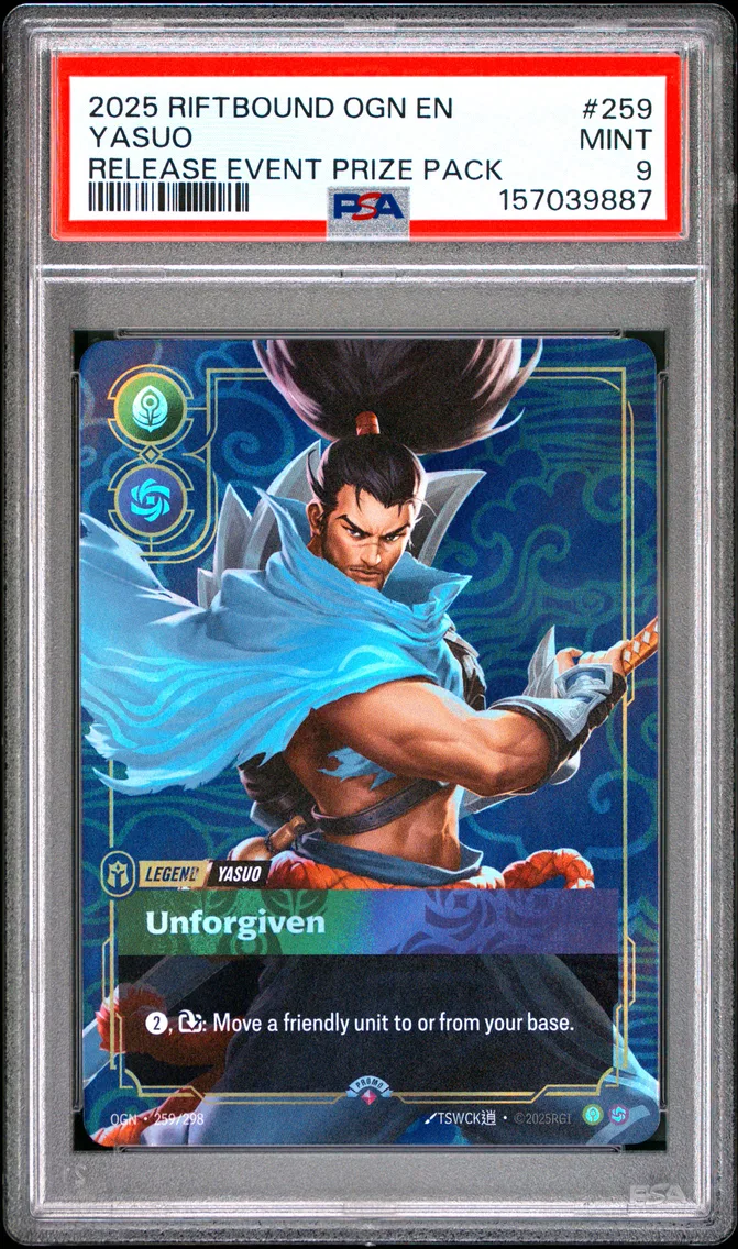 2025 #259 Yasuo - Unforgiven PSA 9 Riftbound: League of Legends Ogn-Origins