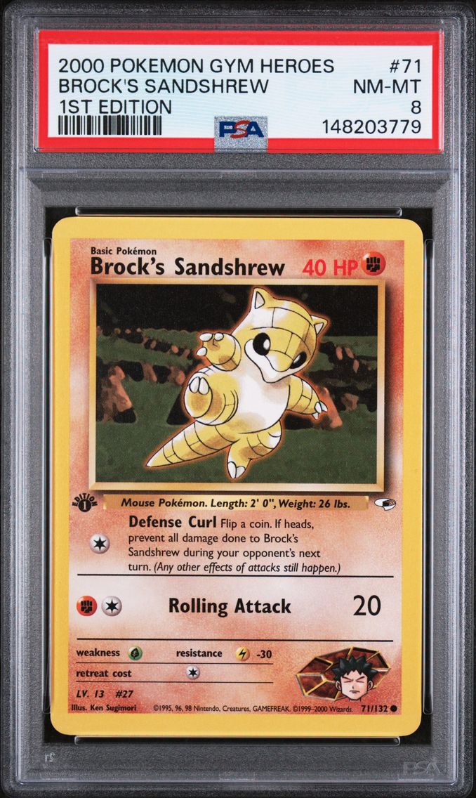2000 #71 Brock's Sandshrew 1st Edition PSA 8 Gym Heroes