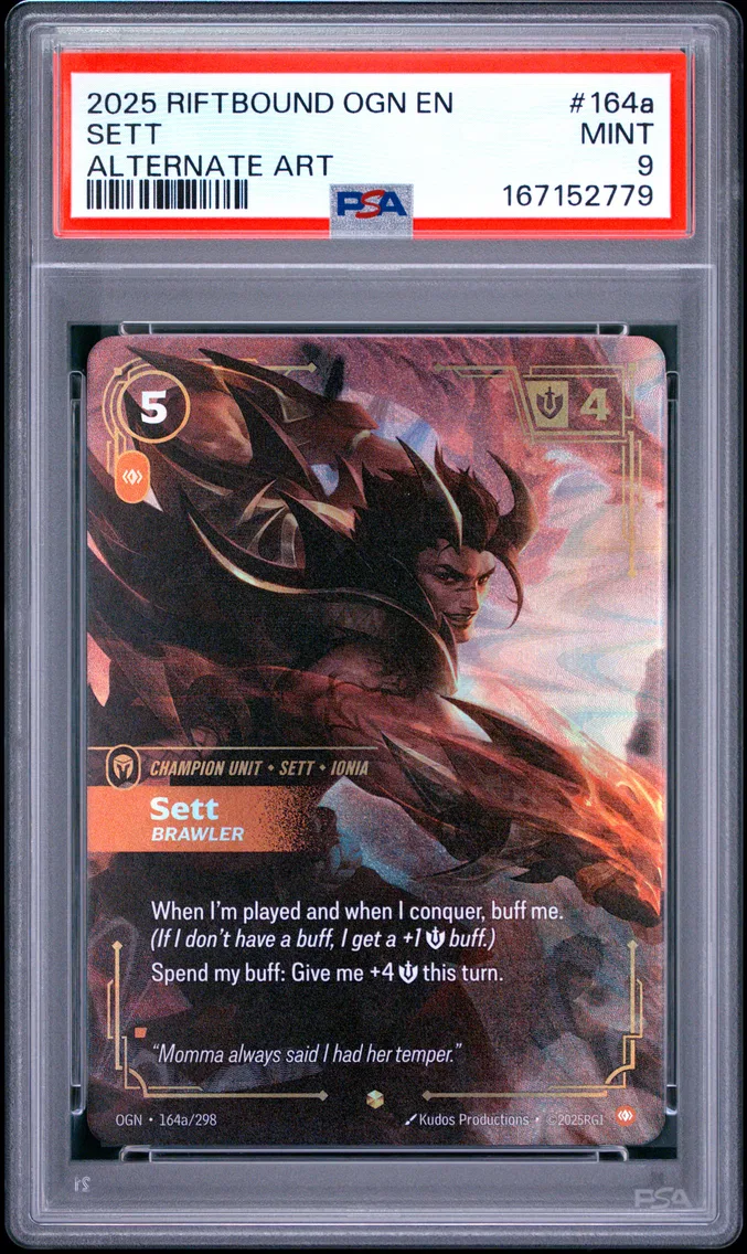 2025 #164a Sett - Brawler PSA 9 Riftbound: League of Legends Ogn-Origins