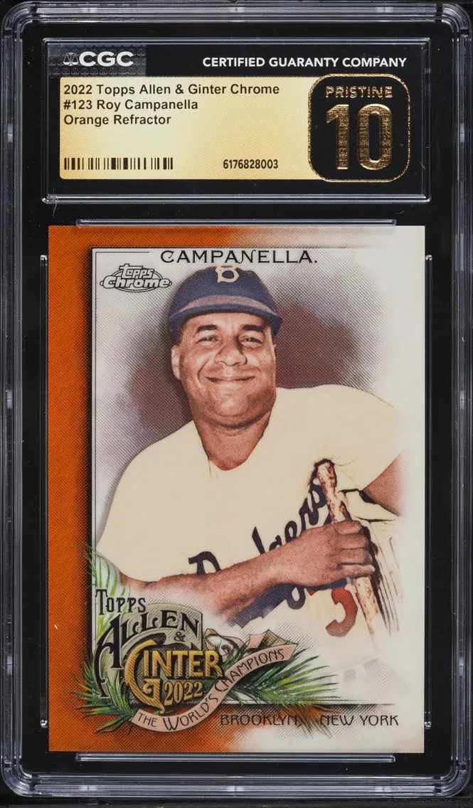 2022 Topps Chrome Allen & Ginter Orange Refractor Roy Campanella /25 #123 CGC 10 PRISTINE
