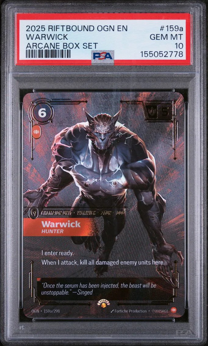 2025 #159a Warwick - Hunter PSA 10 Riftbound: League of Legends Ogn-Origins