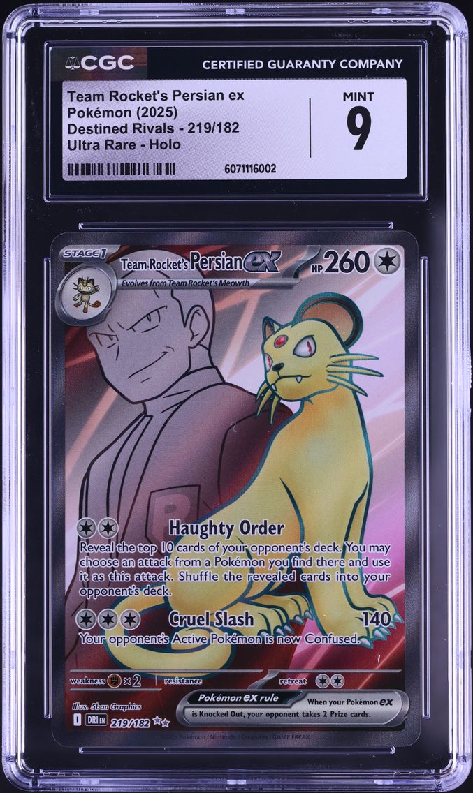 2025 #219 Team Rocket's Persian ex CGC 9 Pokemon SV Destined Rivals