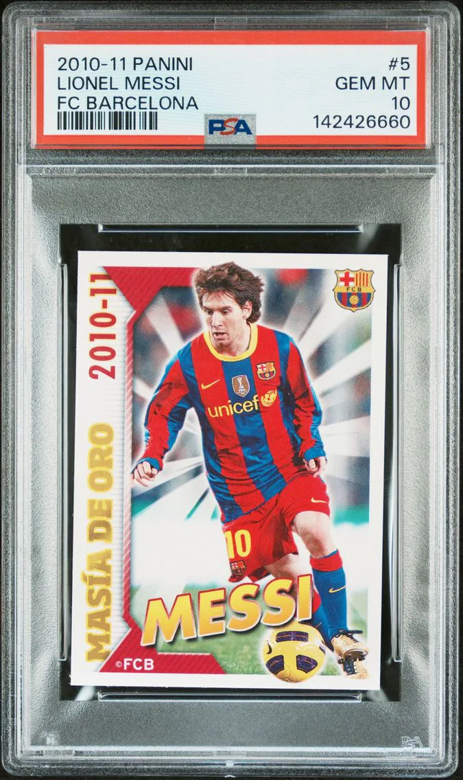 2010 #5 Lionel Messi PSA 10 Panini FC Barcelona