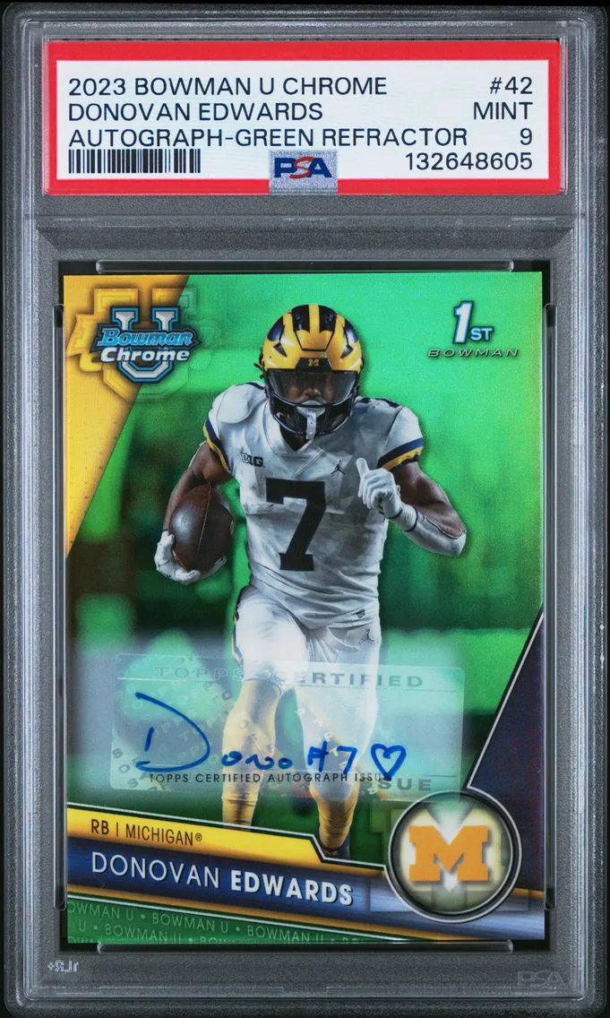 2023 #42 Donovan Edwards PSA 9 Bowman University Chrome