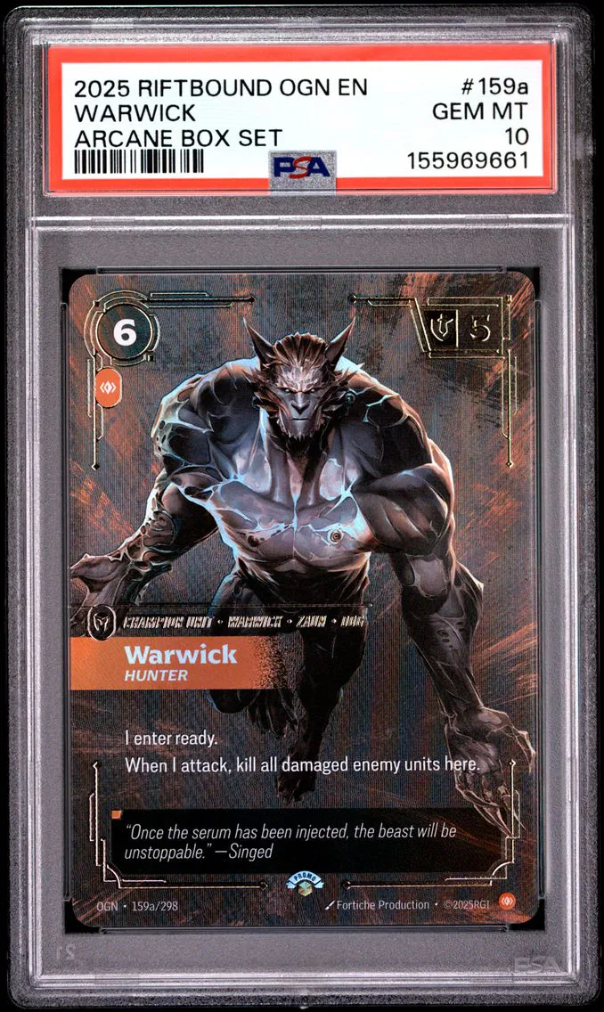 2025 #159a Warwick - Hunter PSA 10 Riftbound: League of Legends Ogn-Origins