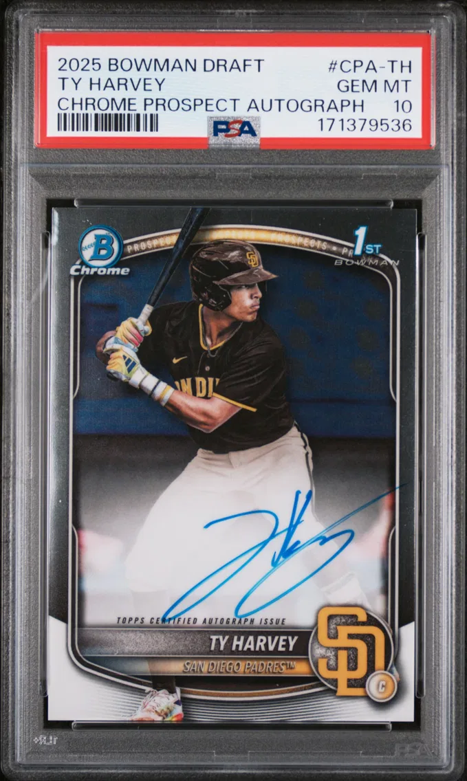 2025 #CPA-TH Ty Harvey PSA 10 Bowman Draft Chrome Prospect Autographs