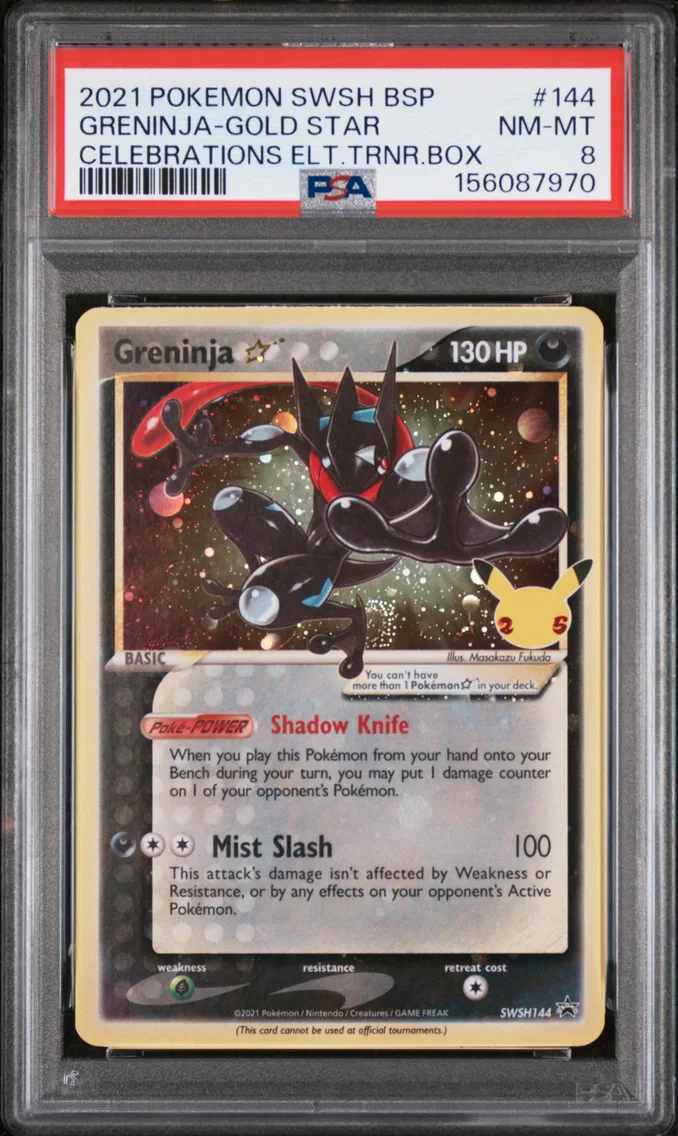 2021 #144 Greninja-Gold Star PSA 8 Swsh Black Star Promo