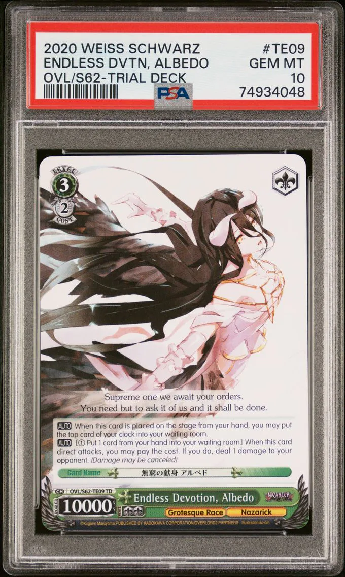 2020 #TE09 Endless Devotion, Albedo PSA 10 Weiss Schwarz Nazarick: Tomb of the Undead