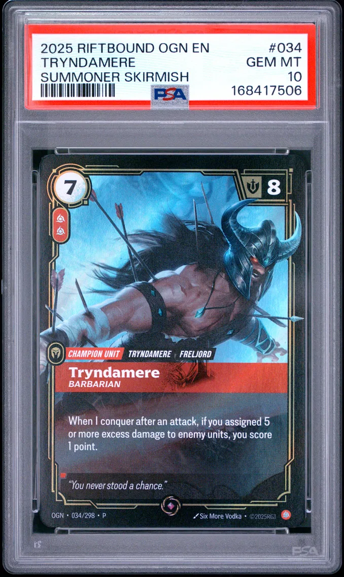 2025 #034 Tryndamere - Barbarian PSA 10 Riftbound: League of Legends Ogn-Origins