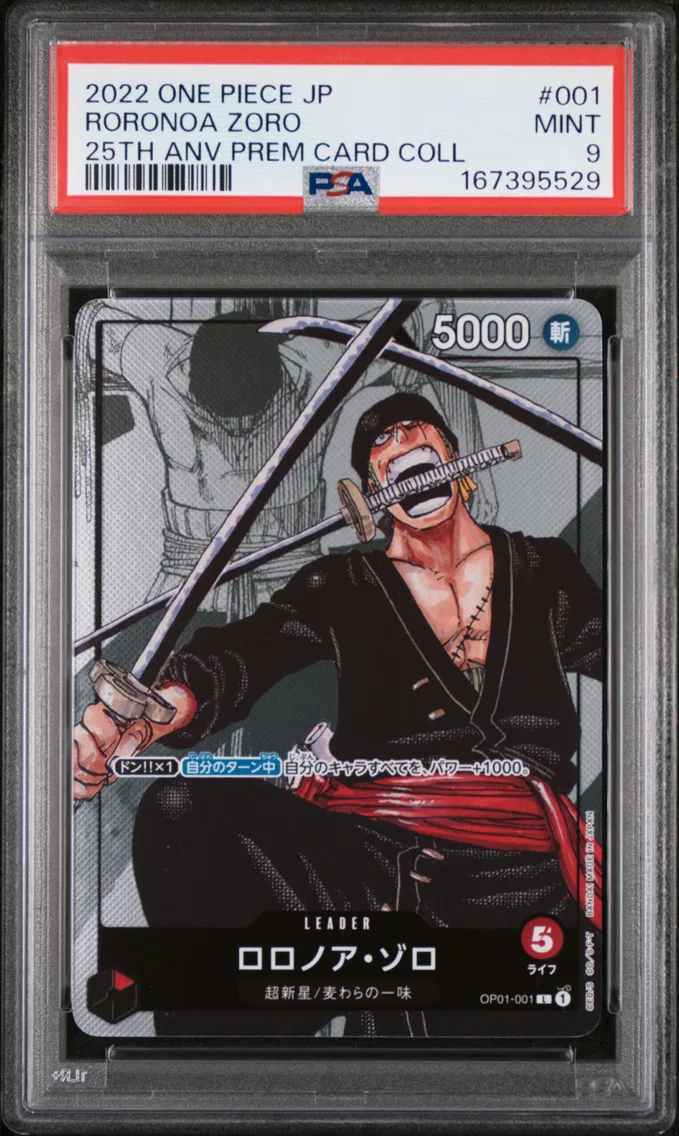 2022 #001 Roronoa Zoro PSA 9 One Piece Japanese 25th Anniversary Premium Card Collection