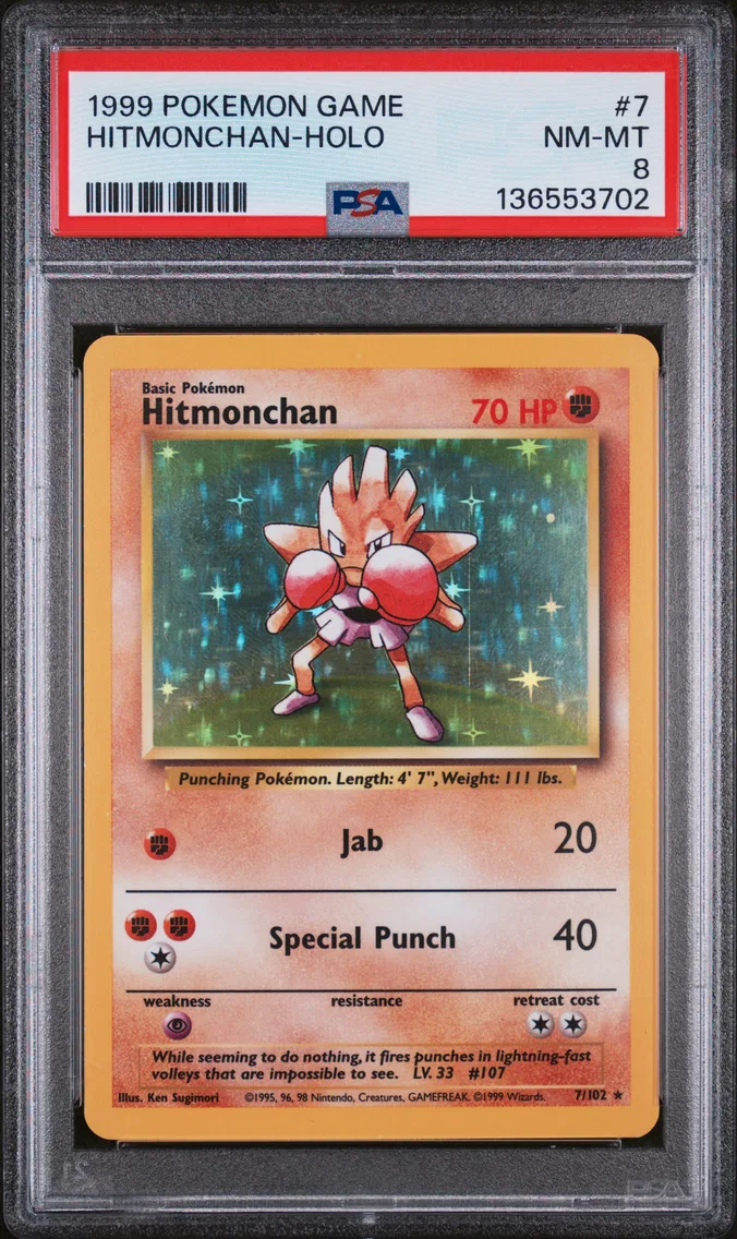 1999 #7 Hitmonchan-Holo PSA 8 Game