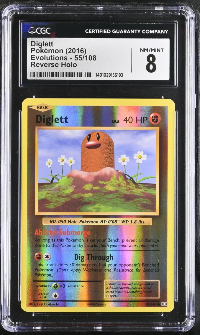 2016 #55 Diglett Reverse Holo CGC 8 Evolutions - English
