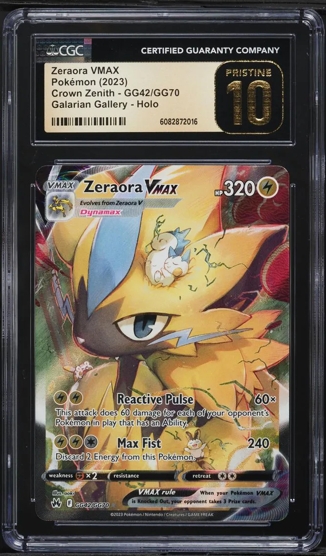2023 #GG42 Full Art/Zeraora Vmax CGC 10 Pristine Sword and Shield Crown Zenith Pokemon