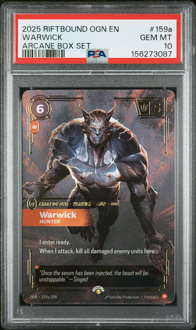 2025 #159a Warwick - Hunter PSA 10 Riftbound: League of Legends Ogn-Origins
