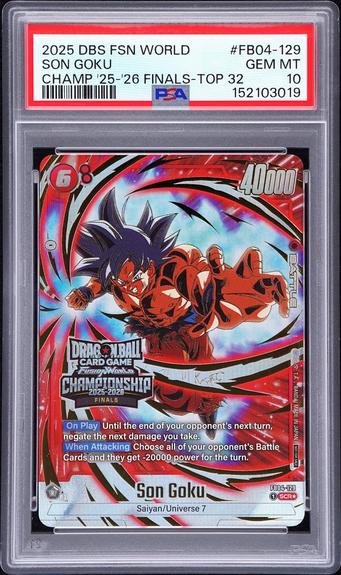 2025 #FB04-129 Son Goku PSA 10 Dragon Ball Super Card Game Fusion World Championship 2025-2026 Finals Top Prize